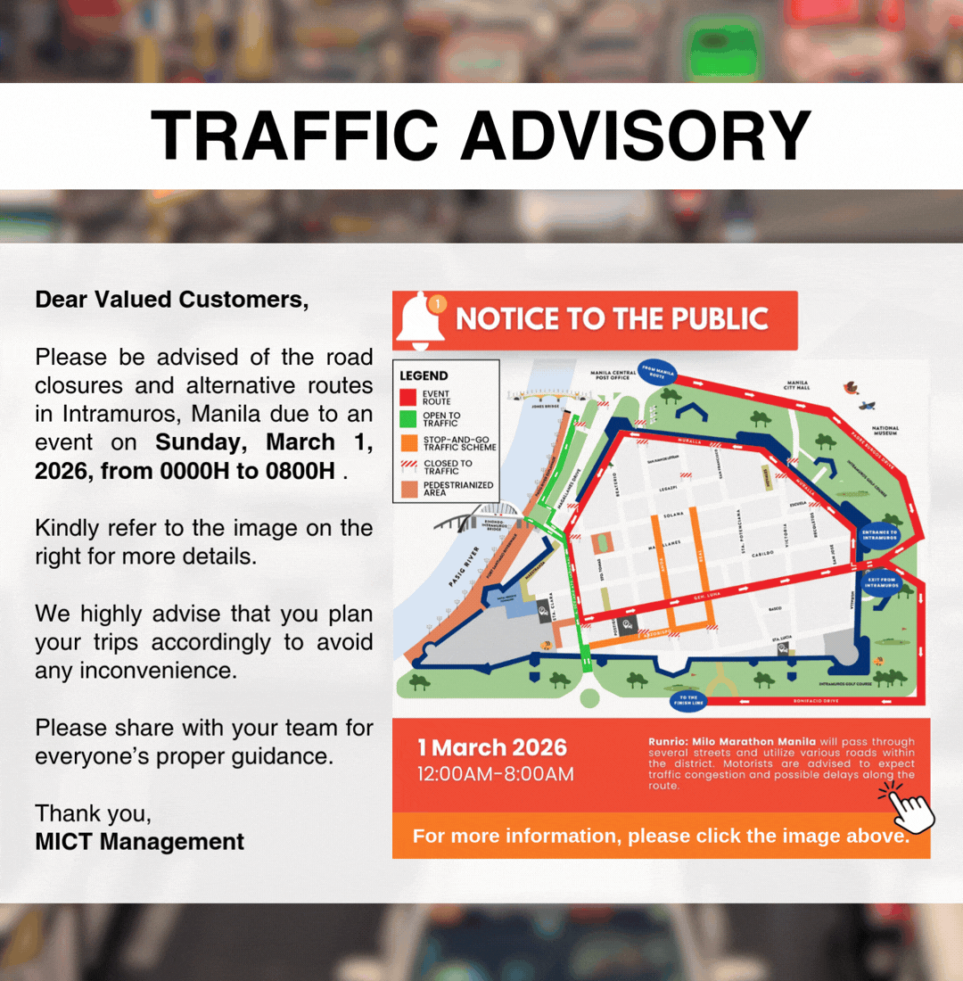 Advisory Traffic Advisory: Road closures in Intramuros, Manila on Sunday, March 1, 2026